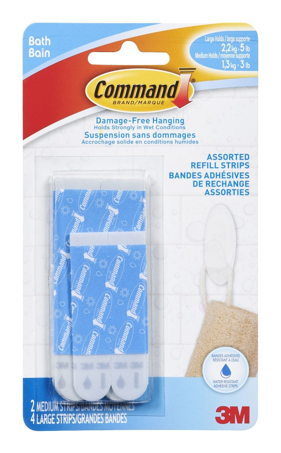 3M Command Bathroom Refill Strips, Assorted Sizes S4M6 - product image 1