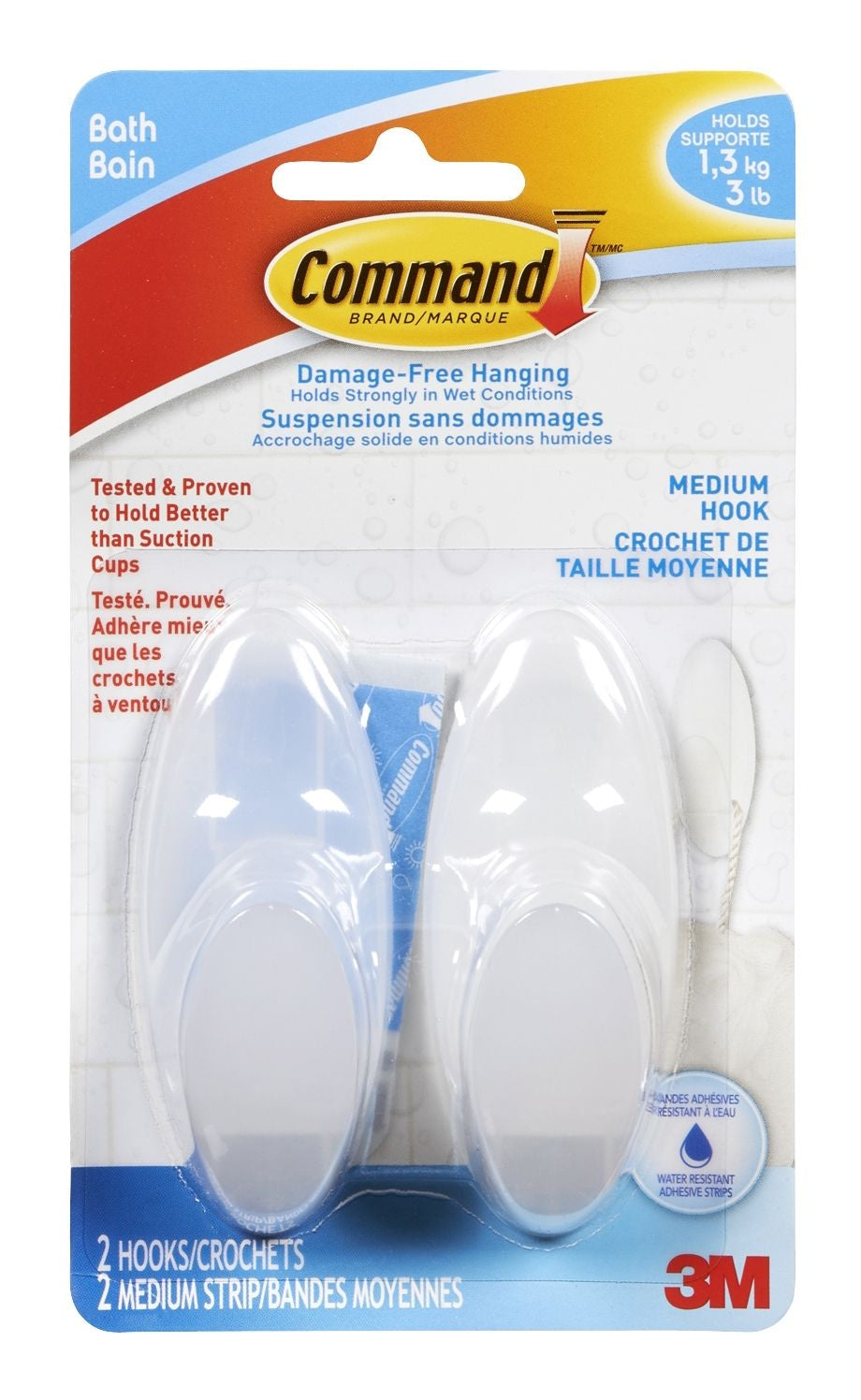3M Command Medium Bathroom Hook, 2-pk R2H2 - product image 1