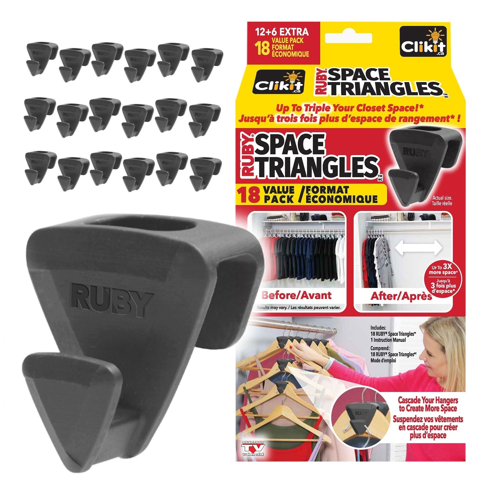 Ruby Space Saver Triangles, Black, 18-pk J8S3 - product image 1