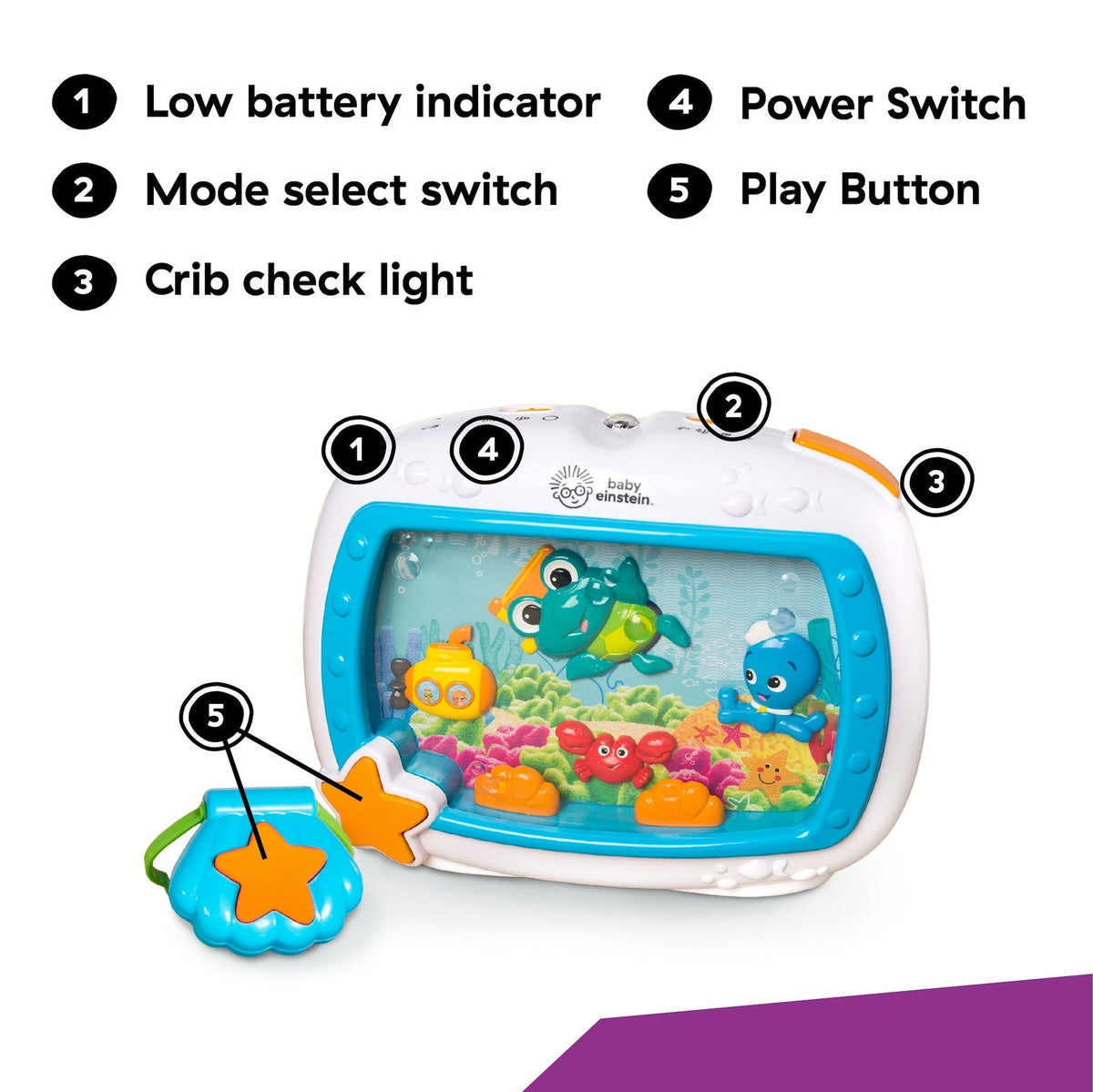 Baby Einstein Sea Dreams Soother Musical Crib Toy and Sound Machine W8L2 - product image 7
