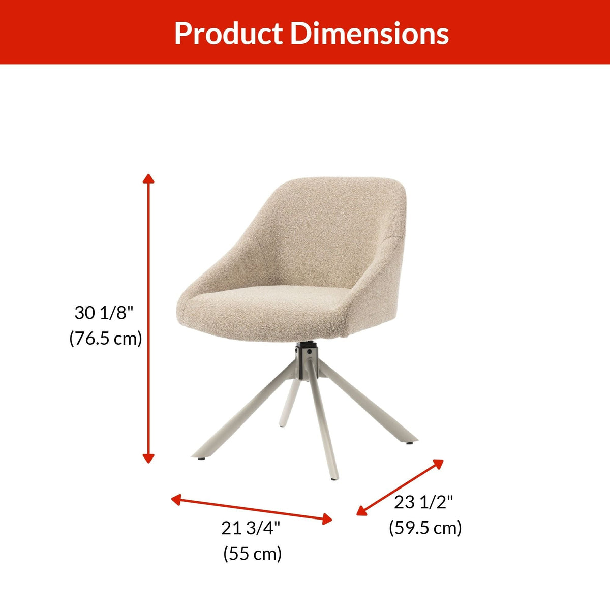 Chester Swivel Office Chair, Greige V9T8 - product image 3