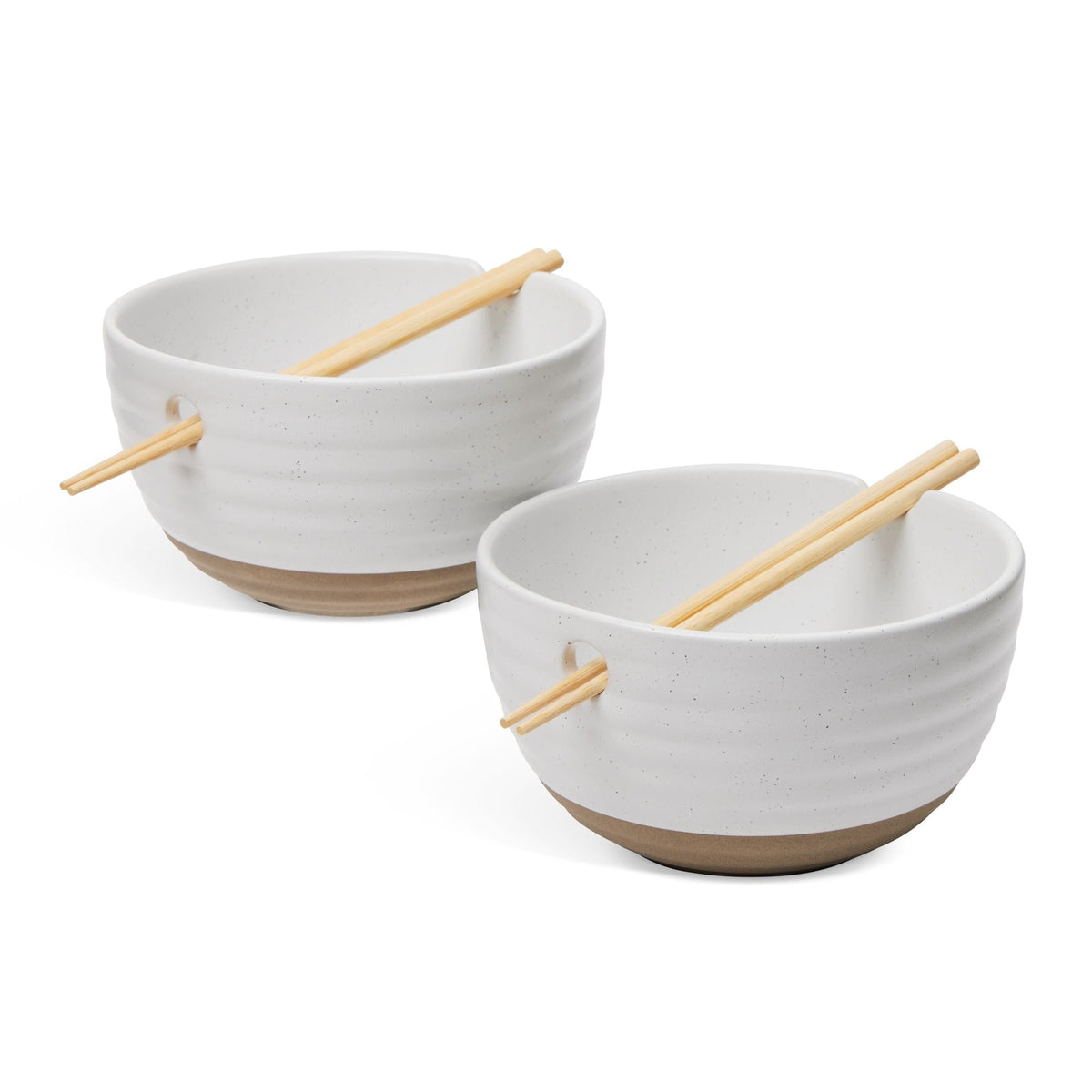 Noodle Bowl with Chopsticks Set, Serves 2, 4-pc, White T1U3 - product image 1