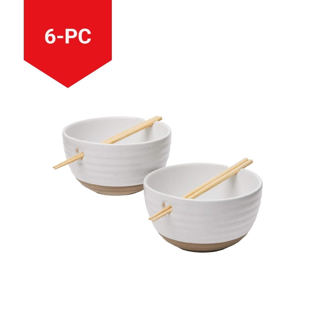 Noodle Bowl with Chopsticks Set, Serves 2, 4-pc, White T1U3 - product image 3