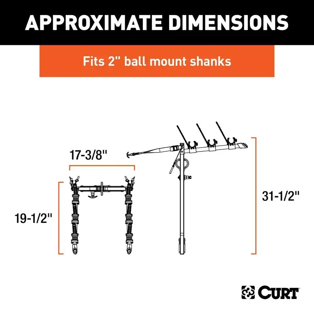 18013 Clamp-On 3-Bike Hitch Mount Bike Rack, Fits Over 2-in Receiver, Black B5M8 - product image 6