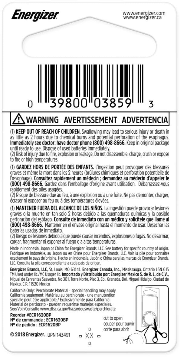 1-pk CR1620 3V / 3 Volt Lithium Coin Cell Battery X0O4 - product image 2