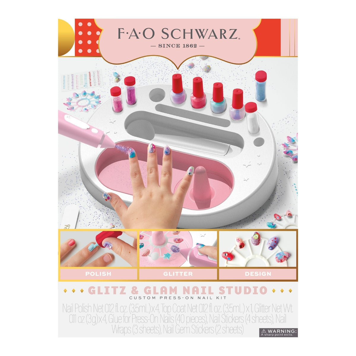 Girls Custom Glitter Nail Set, Pink D2X3 - product image 3