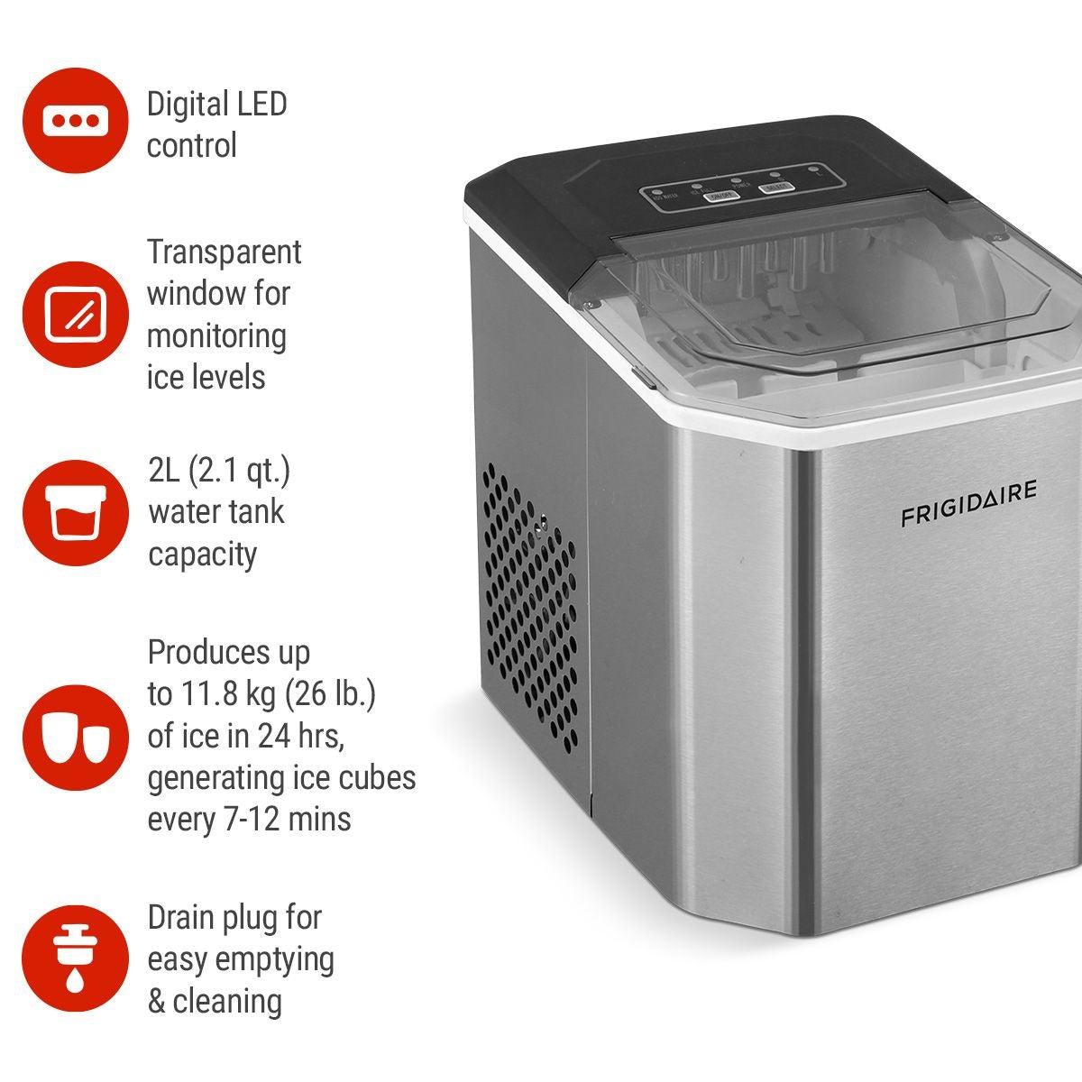 Stainless Steel Countertop Ice Maker with LED Display, 2.3-qt, Silver Q1C5 - product image 2