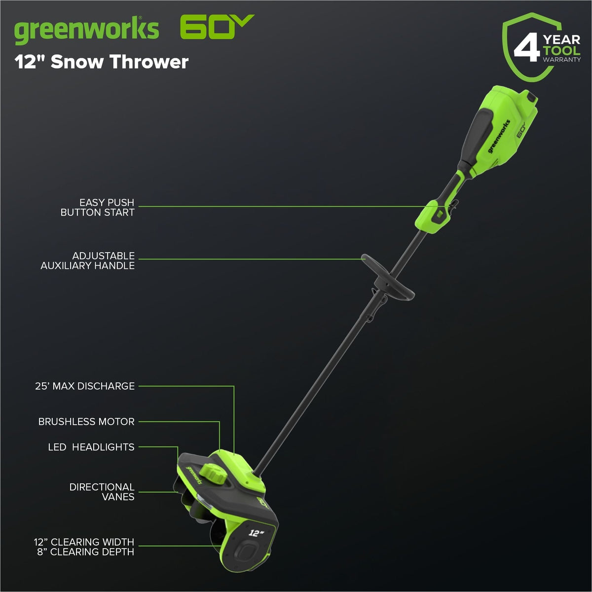 60V Snow Shovel with Directional Vanes, 12-in (Tool Only) R8V8 - product image 4