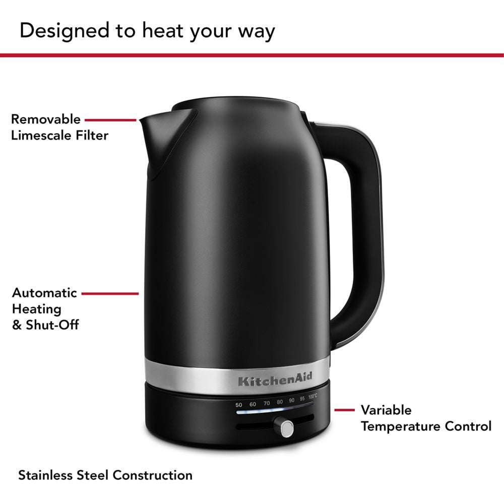 Electric Kettle with Swivel Base, Matte Black, 1.7-L B2A8 - product image 3