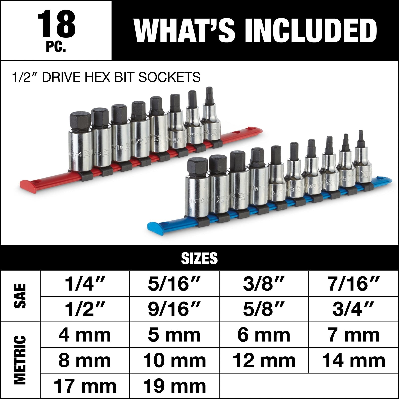 1/2-in Drive Hex Bit Socket Set, 18-pc J7H4 - product image 3