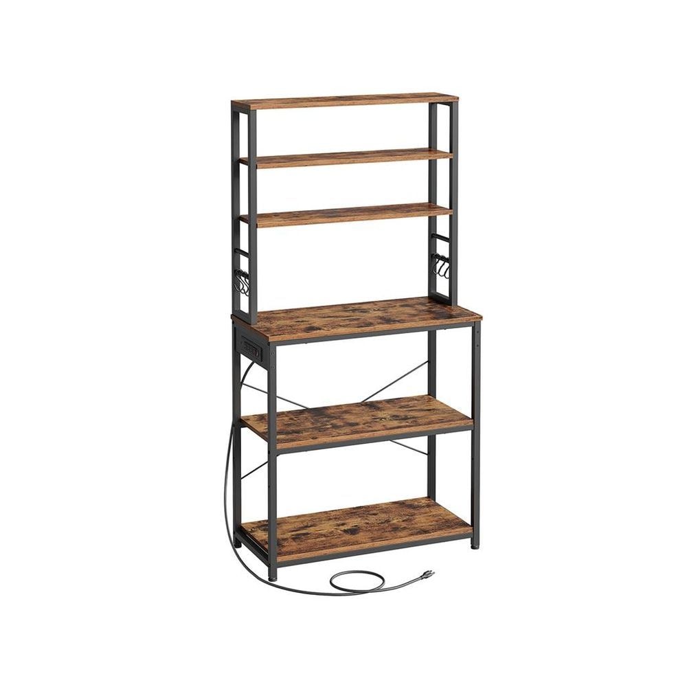 Home Small Rustic Brown Baker's Rack with 4 AC Outlets N4K5 - product image 1