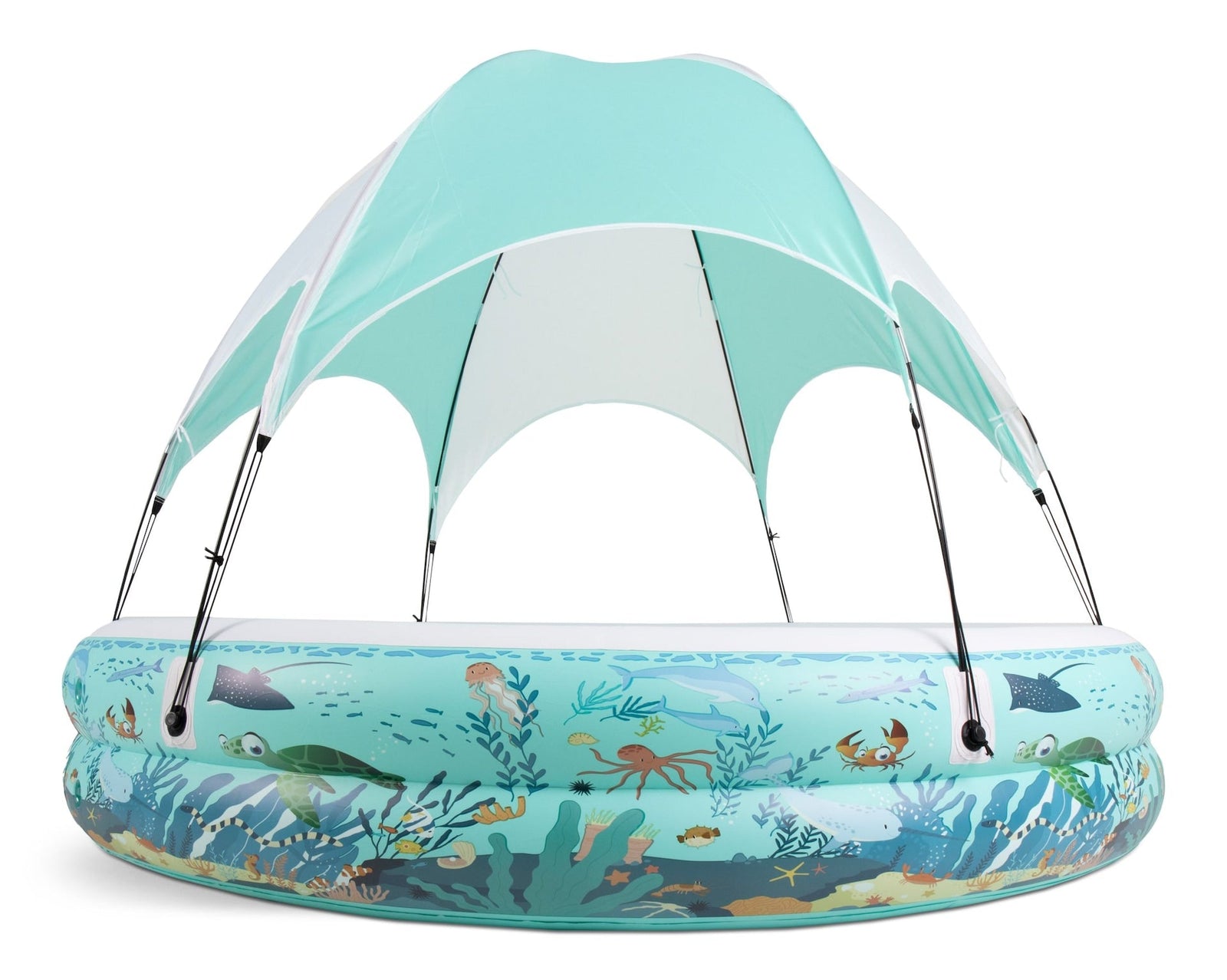 & Finn Ocean Life Splash & Play Inflatable 2 Ring Canopy Pool, 86.6” x 86.6” x 64” T3V1 - product image 1