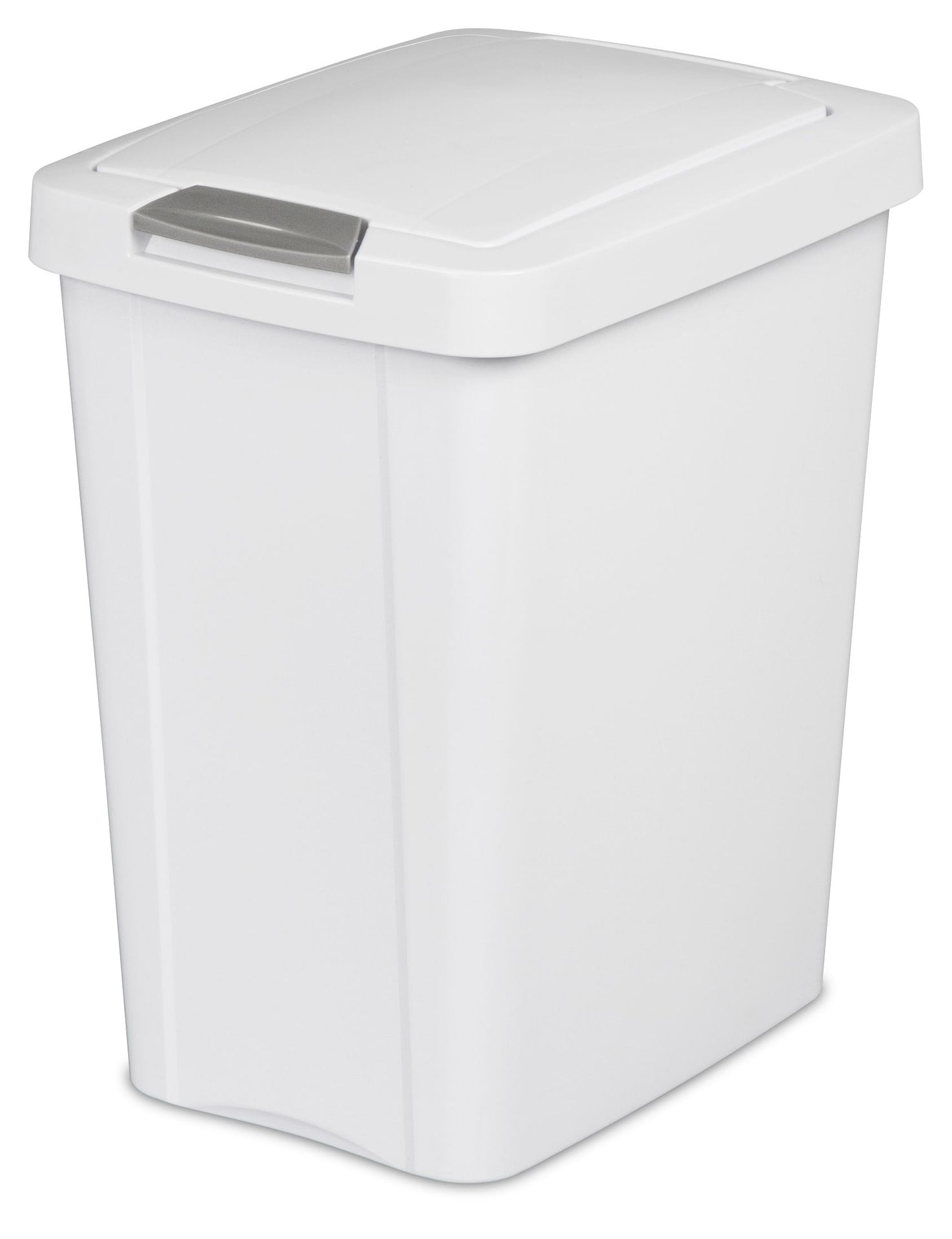 Plastic Rectangular Springloaded Touch Top Garbage Can, White, 28-L S7B3 - product image 1