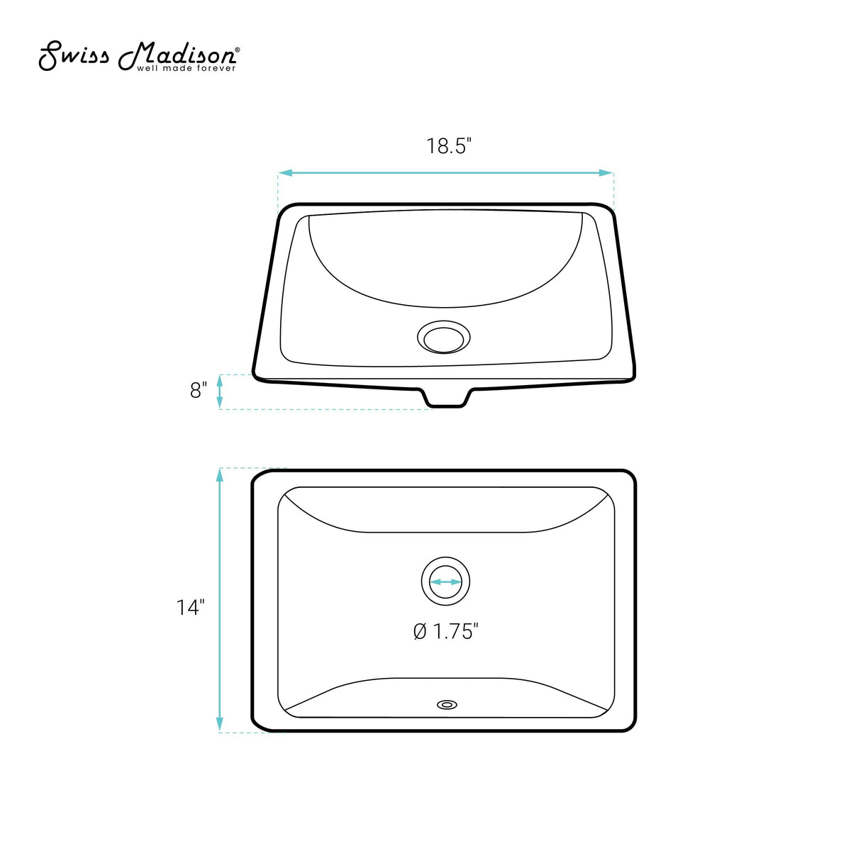 Plaisir 18.5 Rectangular Under-Mount Bathroom Sink K2U0 - product image 7