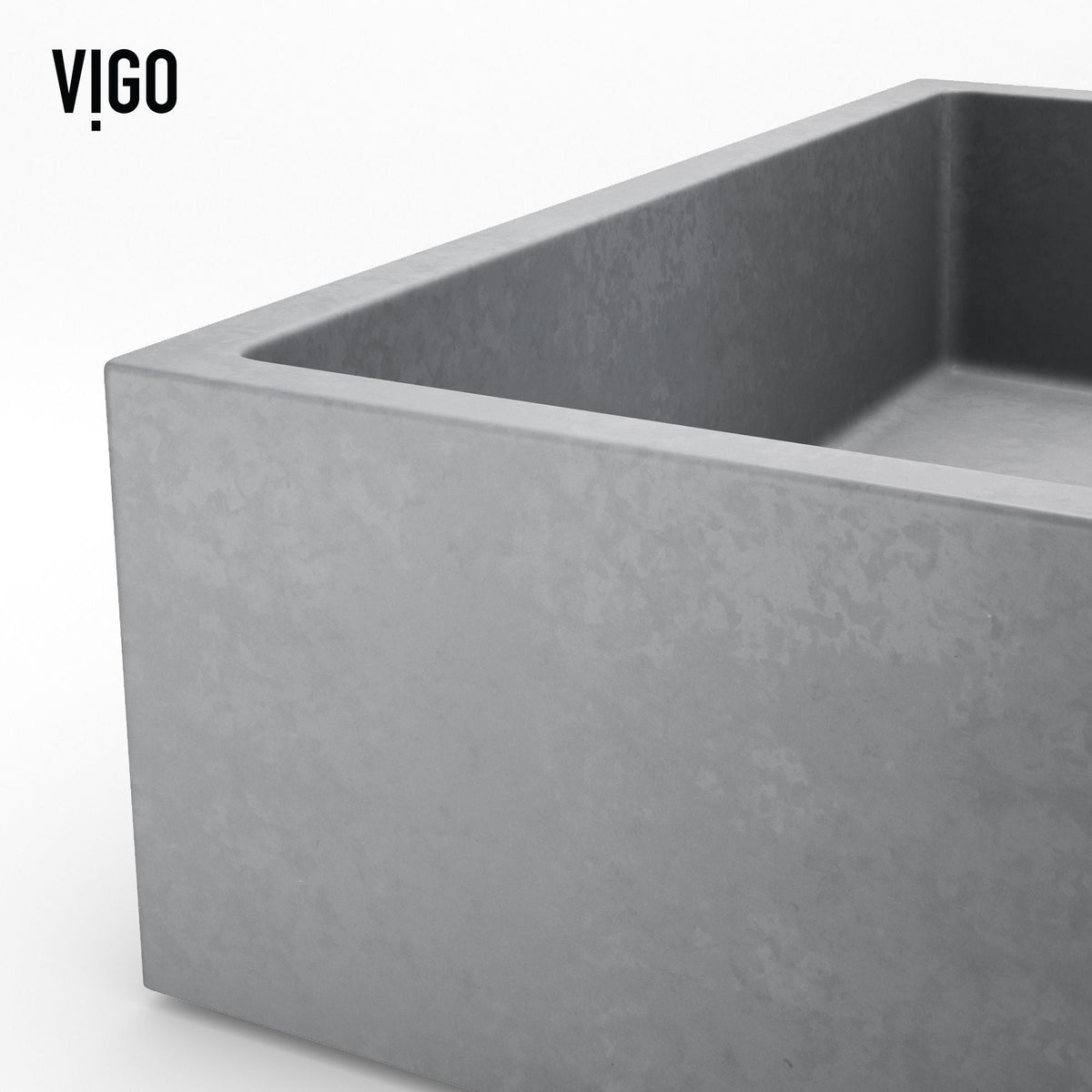 Coca Gothic ConcretoStone Grey Bathroom Sink/Basin Set with Cass Faucet and Rectangular Vessel K6F4 - product image 7