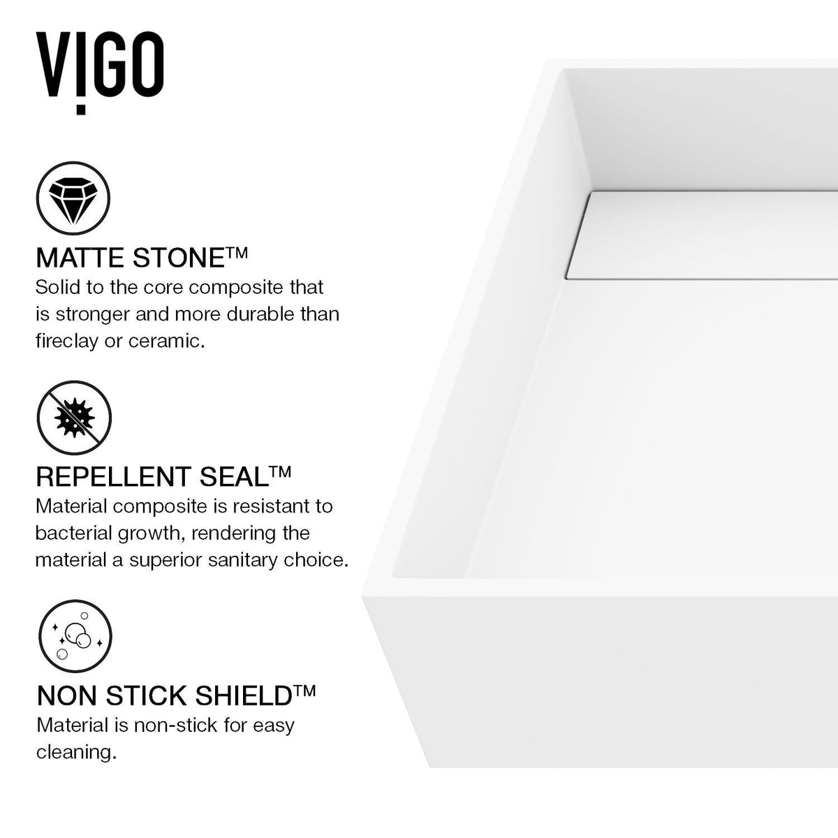 Montauk MatteStone 23x15-in Deep White Bathroom Sink/Basin with Rectangular Vessel Z6W3 - product image 4