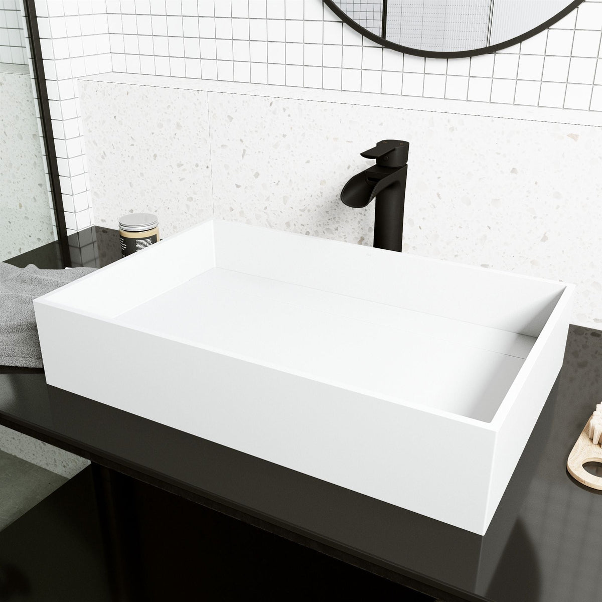 Montauk MatteStone 23x15-in Deep White Bathroom Sink/Basin with Rectangular Vessel Z6W3 - product image 6