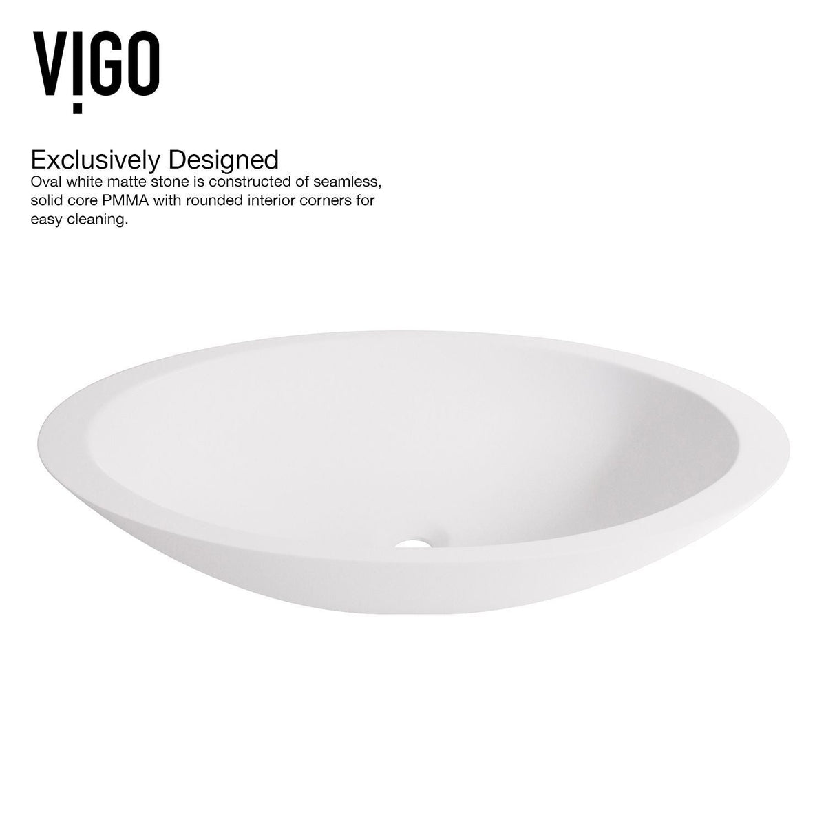 Wisteria MatteStone White Bathroom Sink/Basin Set with Niko Faucet and Oval Composite Vessel H6C4 - product image 5
