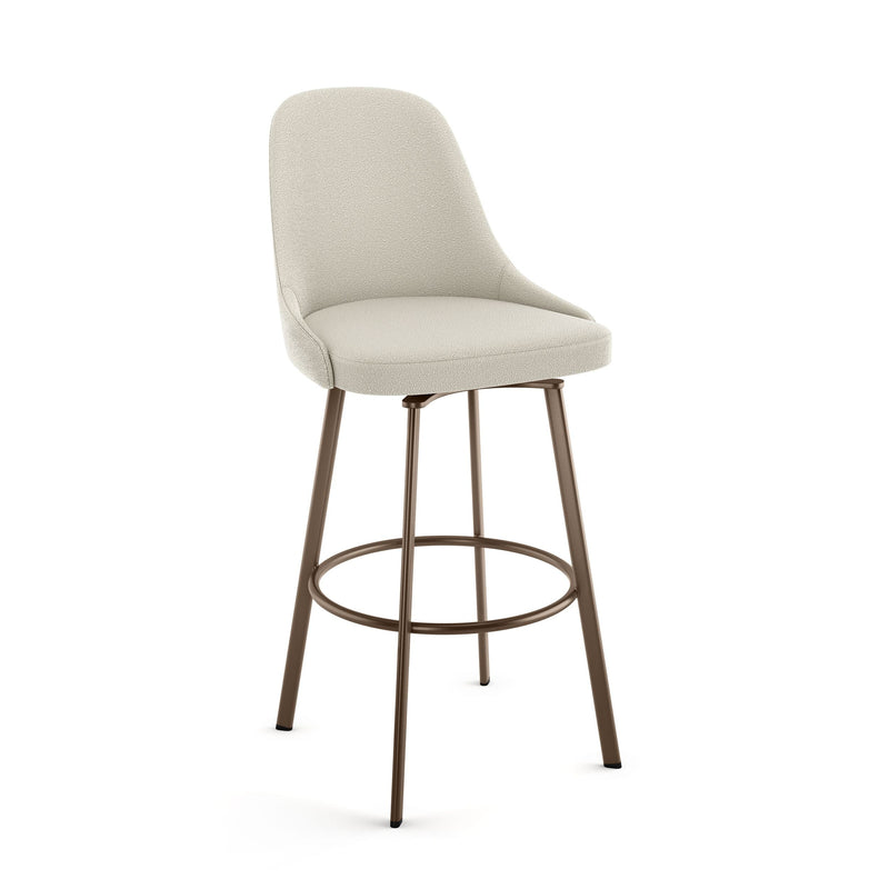 Harper Swivel Counter Stool with Backrest, Bronze Frame & Cream Fabric, 26-in S4V2