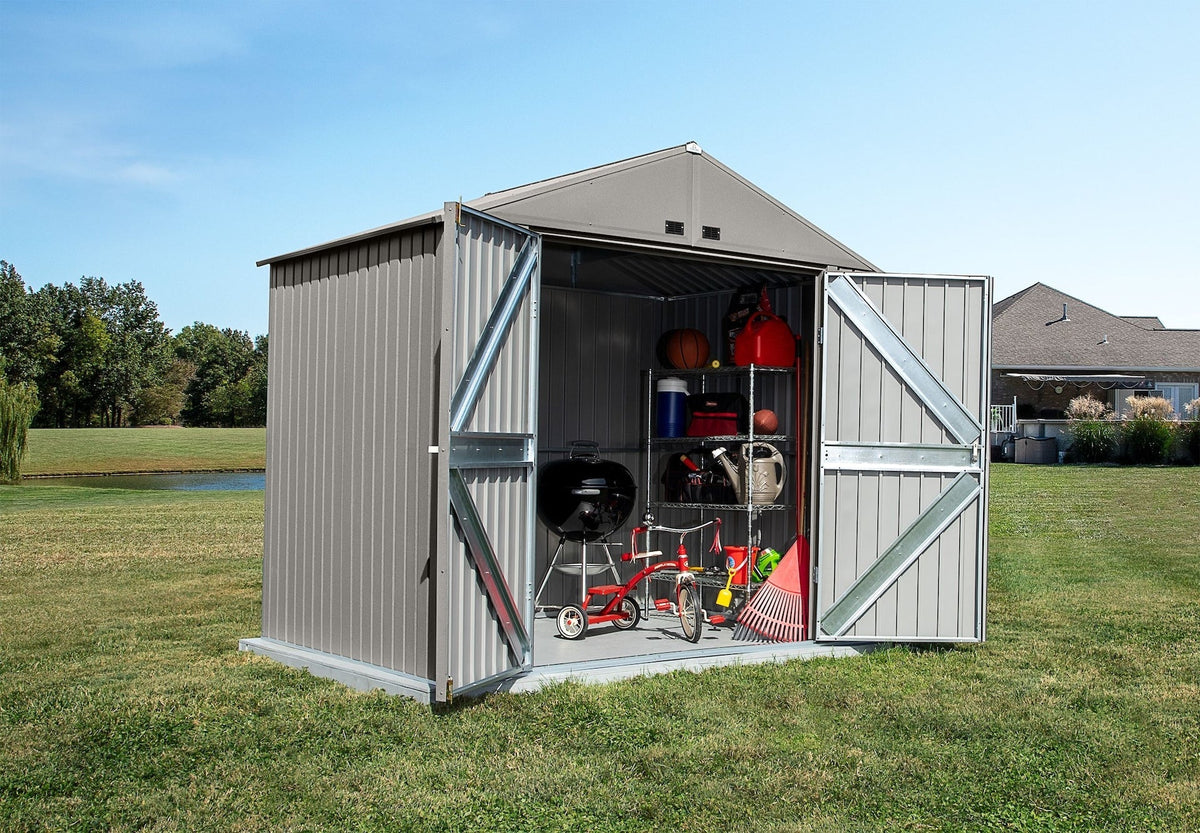 Elite Steel Storage Shed with Pent Roof, Cool Grey, 8-ft x 6-ft K3J1 - product image 3