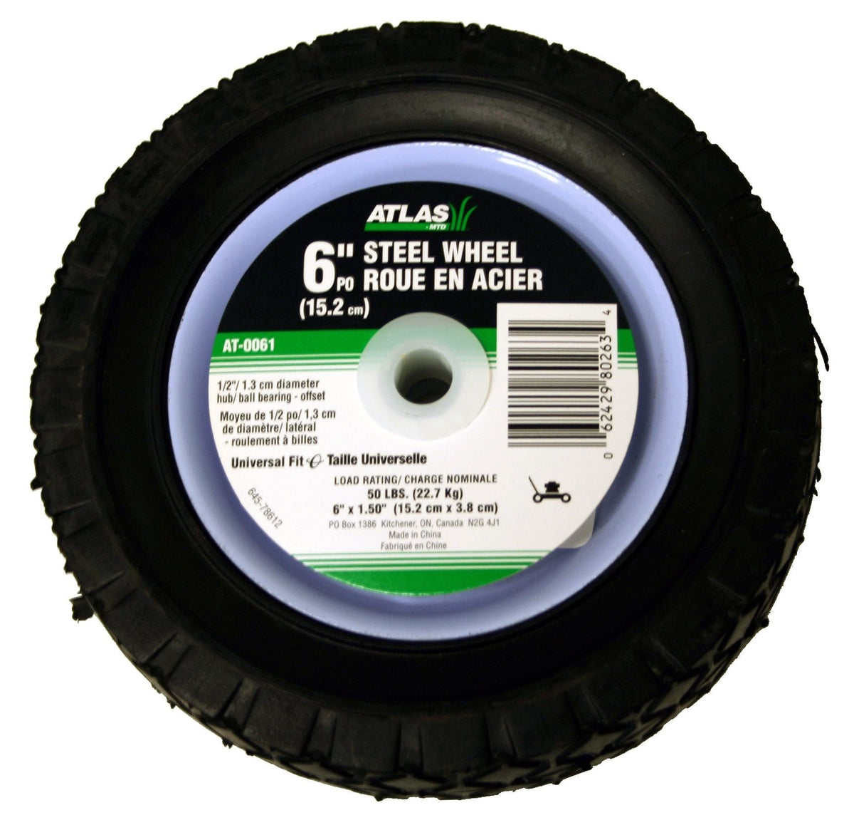 Steel Lawn Mower Wheel with Ball Bearings, 6-in x 1.5-in L7L5 - product image 1