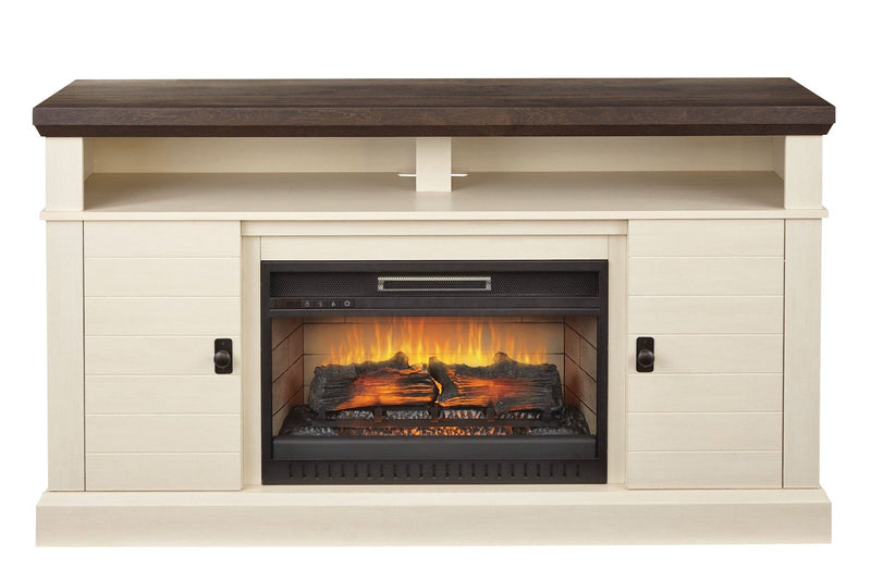 Ashcroft Media Console Electric Fireplace TV Stand, 60-in, 1400W, Includes Remote Control, White L8O2