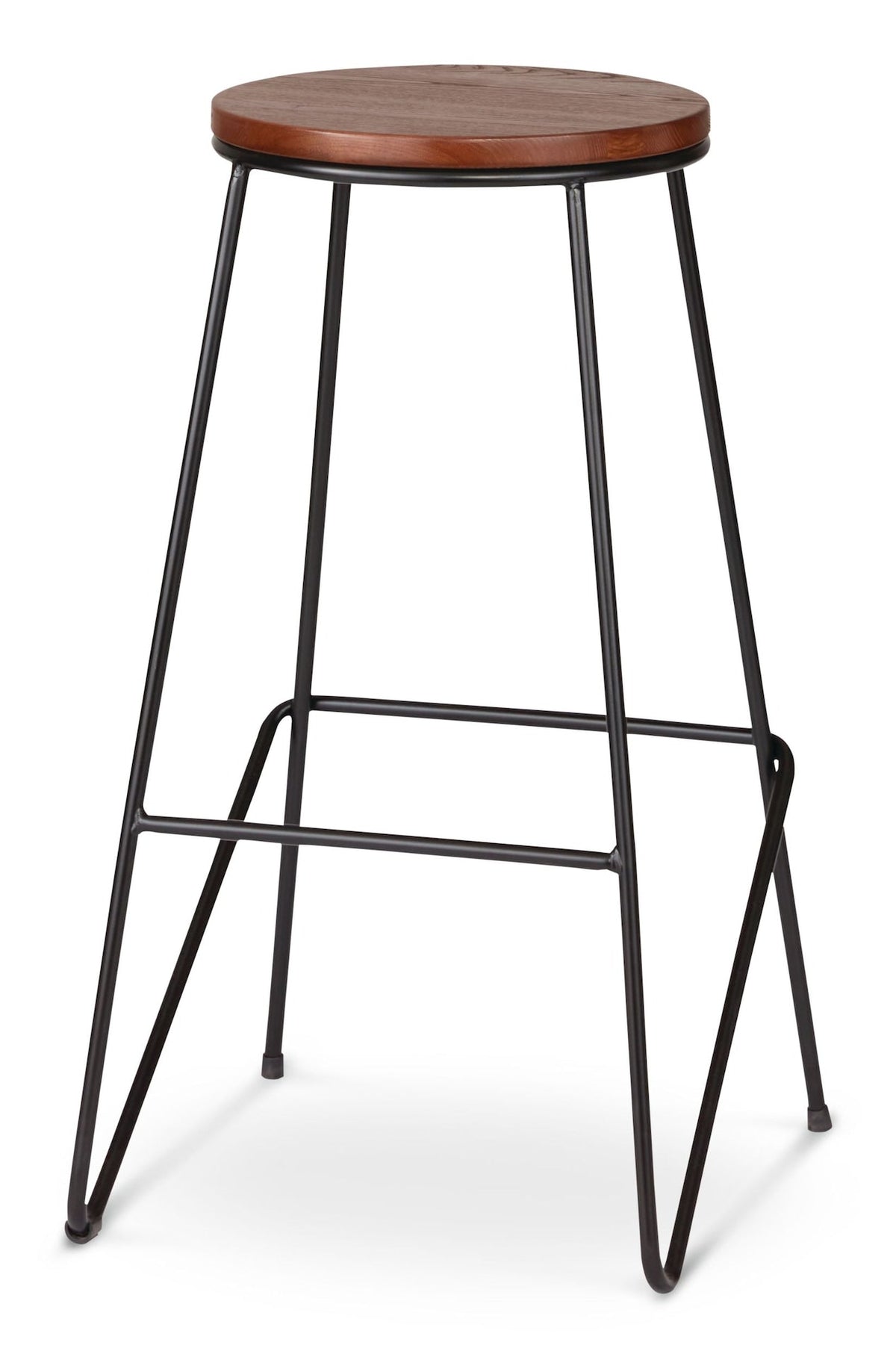 Axel Round Metal & Solid Wood Top Counter Stool Armless Backless, Black/Brown O1D3 - product image 1
