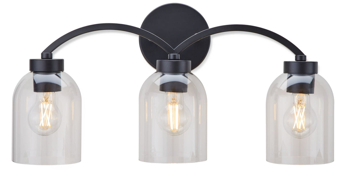 Bentbrook 3-Light Vanity with Glass Shade, Black E0L7 - product image 1