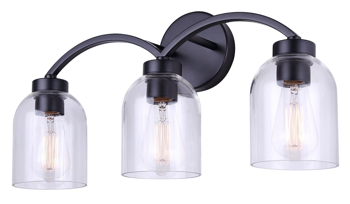 Bentbrook 3-Light Vanity with Glass Shade, Black E0L7 - product image 2