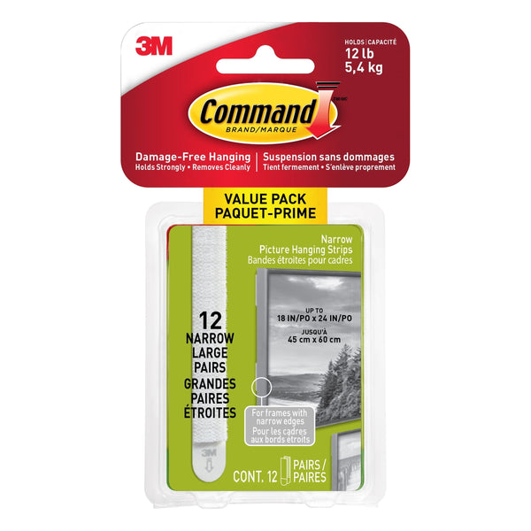 12-lb Narrow Picture Hanging Strips Value Pack U3S5