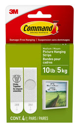 Medium Adhesive Picture Hanging Strips, White, 9-lbs, 3 Strips per Pack D2L4 - product image 1
