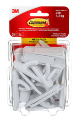 Medium Hooks Mega Pack with Adhesive Strips, White, 3-lbs, 20 Hooks/Pack V5A2 - product image 1