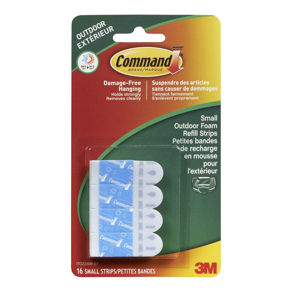 Outdoor Small Foam Adhesive Strip Refills, 16 Strips per Pack J1C3 - product image 1