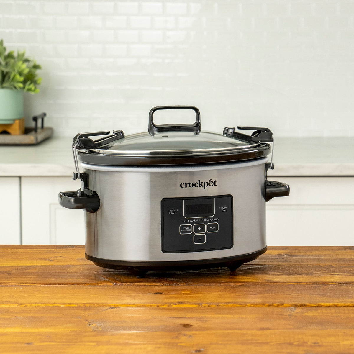 Digital Programmable Slow Cooker with Locking Lid, Feeds 4 People & More, Stainless Steel, 4-qt A0V0 - product image 6