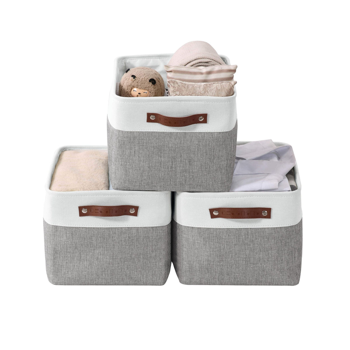Large Soft-Sided Foldable Storage Basket, 3-pk, White K1X7 - product image 1