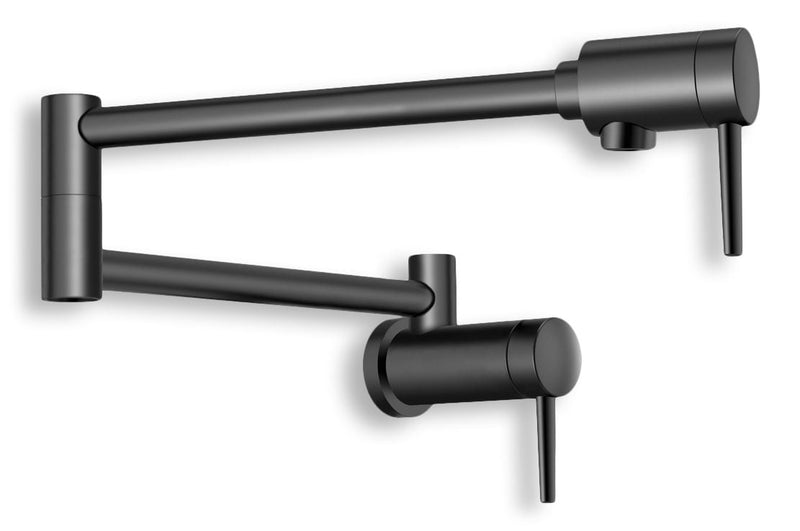 Contemporary Wall Mount Pot Filler, Matte Black H0O1