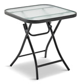Folding Outdoor/Patio Side Table with Glass Top, Assorted, 18-in C0H5 - product image 1