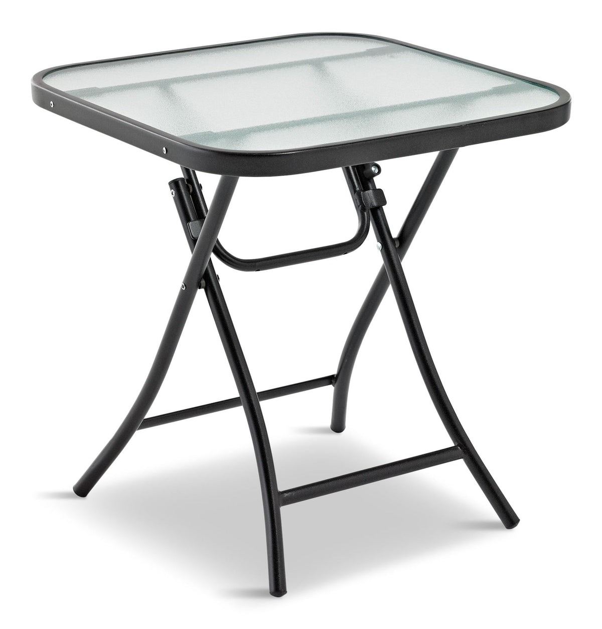 Folding Outdoor/Patio Side Table with Glass Top, Assorted, 18-in C0H5 - product image 1