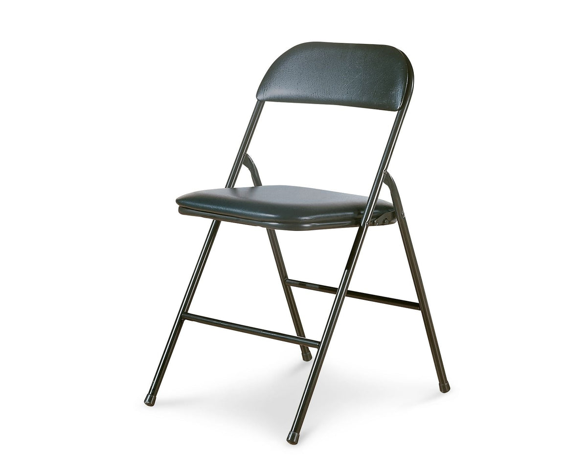 Portable Vinyl Upholstered & Padded Metal Folding Chair, Black C4S4 - product image 1