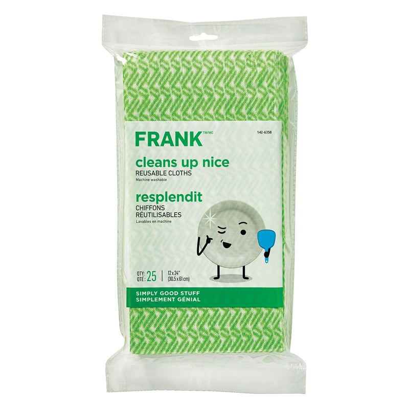 All-Purpose Machine Washable Cleaning Cloths, Green, 25-pk R8K6