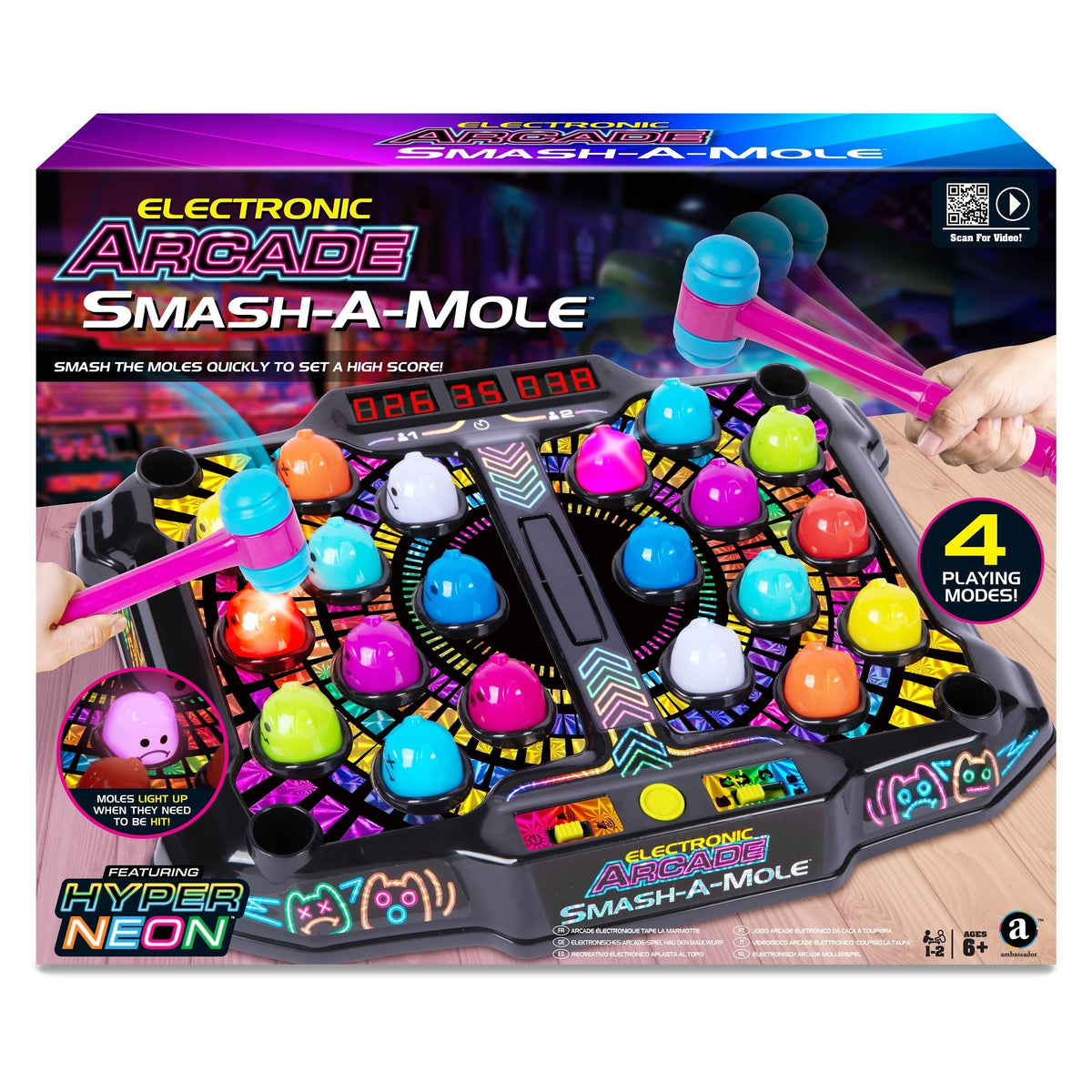 GAME Hyper Neon Series Whack A Mole Electronic Arcade for Ages 6+ E1N0 - product image 1