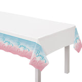 or Boy?" Rectangle Plastic Reusable Table Cover, Pink/Blue, 54x102-in, for Gender Reveal F3Y2 - product image 1