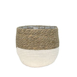 Weave Cotton Jute Round Basket Planter with Leaf-Proof Plastic Lining, 8-in D1F5 - product image 1