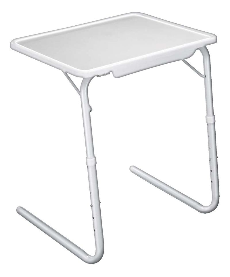 Kleen Tilt-a-Table Portable Height Adjustable TV Tray/Laptop Table, White F9L1
