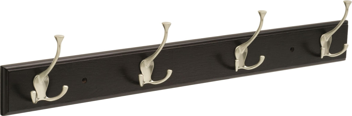 Stainless Steel 4-Tri Hook Rail, Black/Nickel, 27-in U0N8 - product image 1