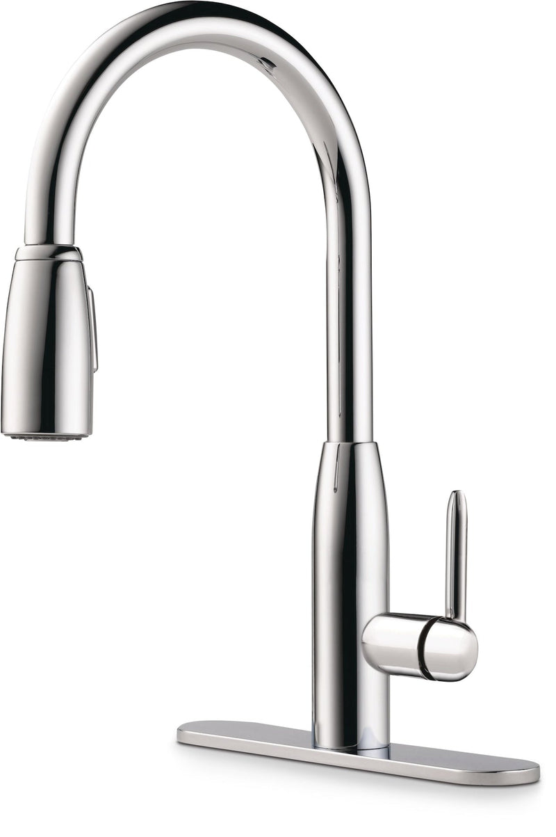 Tunbridge Single Handle High Arc Pull Down Kitchen Faucet, Chrome L1W2