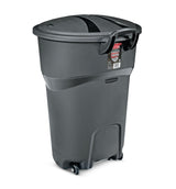 Plastic Circular Wheeled Garbage Can with Handle, Black, 121-L G8F8 - product image 1