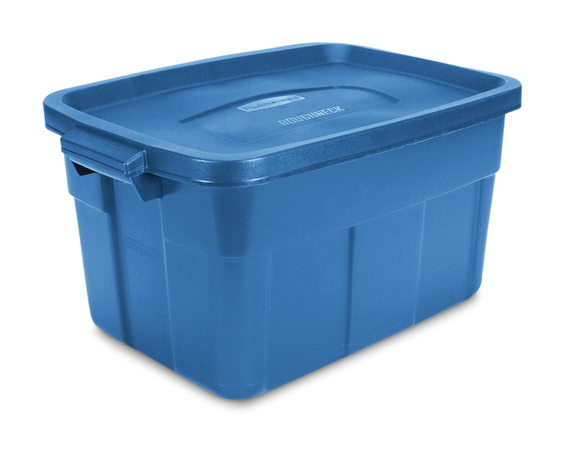 Roughneck Stackable Storage Box with Lid, 53-L, Blue B8Y3