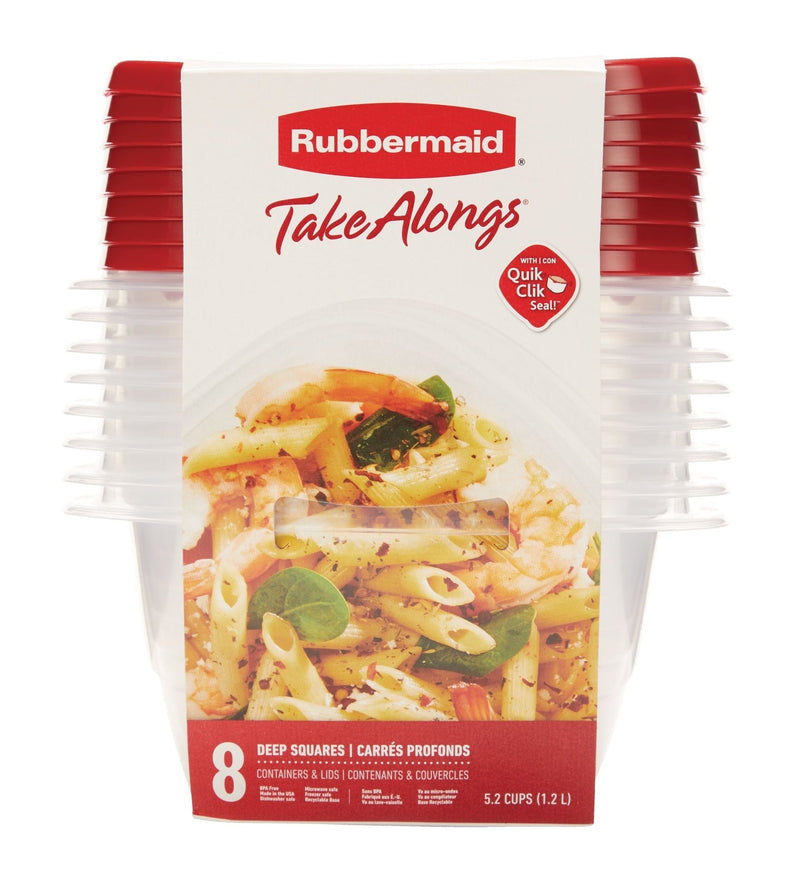 Take Alongs Deep Plastic Food Storage Containers with Lids, 1.2 L (5.2 Cup), 8 Count W1R9