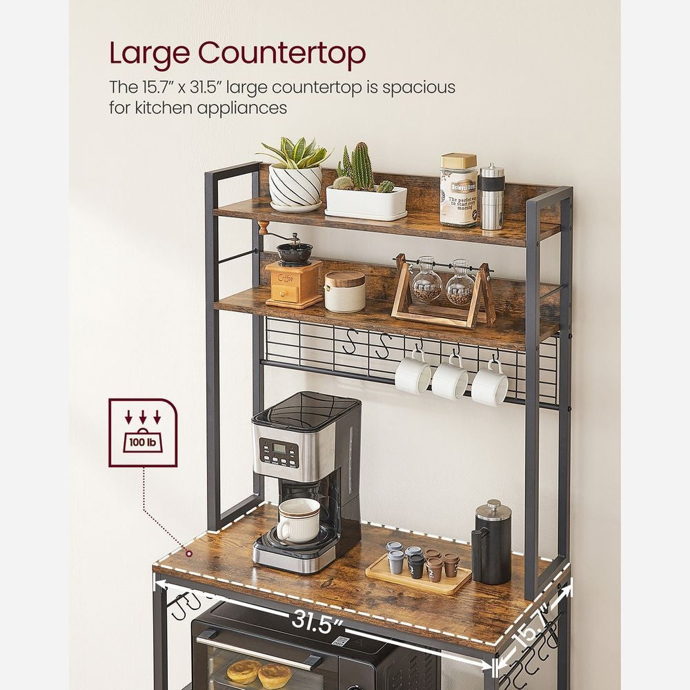 Home Rustic Brown Baker's Rack with Charging Station Q3X4 - product image 6